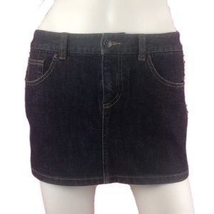 The Limited Denim Mini Skirt Dark Beaded Trim Jean